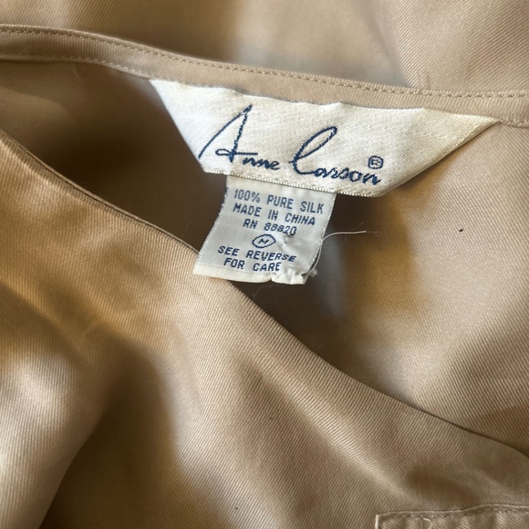 Anne Carson vintage 1990’s tan silk tunic - Picture 3 of 5